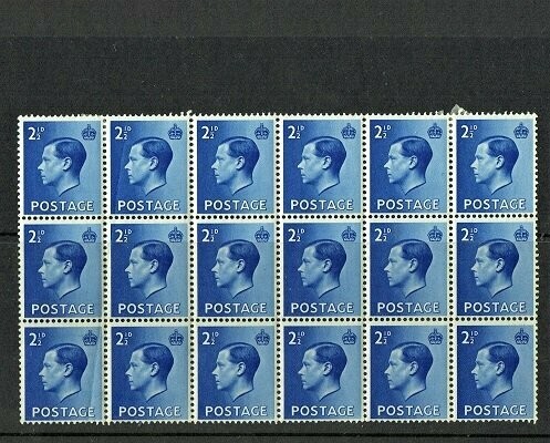 GB KING EDWARD VIII, 18x 2½d BRIGHT-BLUE, Mi.196X, SG460, MNH