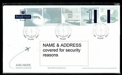 GB FDC 2002, 50th ANNIV OF PASSENGER JET AVIATION, AIRLINERS with SG 2284-2288 - UNOPENED