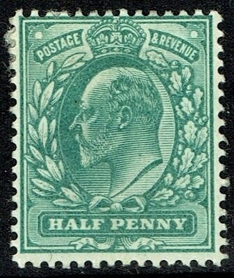 GB KING EDWARD VII 1902,  ½d BLUE GREEN, Mi.102A SG215, Mint