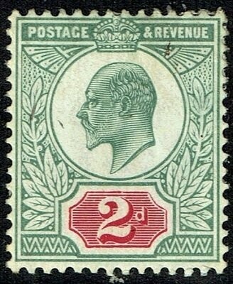 GB KING EDWARD VII 1902, 2d PALE GREY-GREEN &amp; SCARLET, Mi.106A SG225, Mint