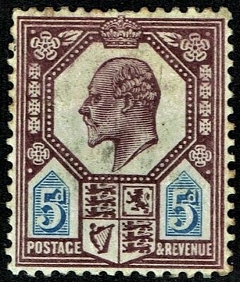 GB KING EDWARD VII 1906, ERROR, 5d SLATE PURPLE & ULTRAMARINE SG244 MNH