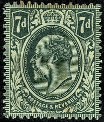 GB KING EDWARD VII 1910, 7d GREY BLACK SG249 Mint