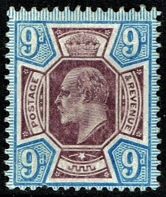 GB KING EDWARD VII 1902, 9d DULL PURPLE & ULTRAMARINE Mi.112A SG250 Mint