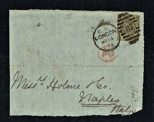 GB QUEEN VICTORIA COVER - From LONDON to NAPLES #1