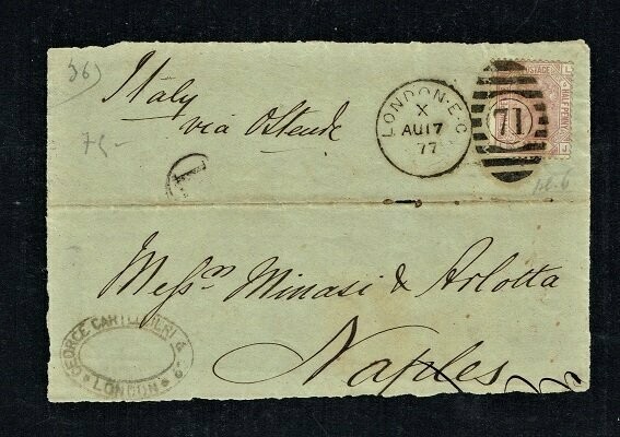 GB QUEEN VICTORIA COVER - From LONDON to NAPLES #10