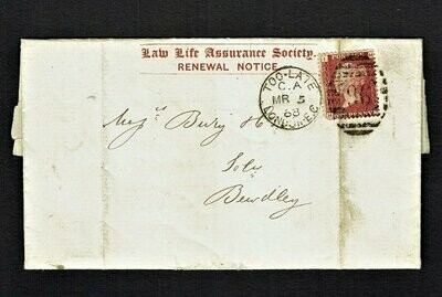 GB QUEEN VICTORIA COVER - COMPLETE RENEWAL INSURANCE POLICY 11.03.1868