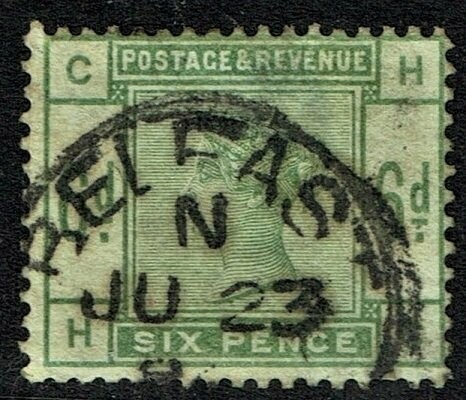 GB QUEEN VICTORIA 1884, Cat.£420.00, 6d DULL GREEN, Mi.79, SG194,  Used/FU