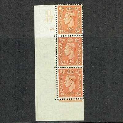 GB KING GEORGE VI 1938, ERROR, 2d ORANGE Control U47 Cylinder 49(NO Dot), Mi201X, SG465, MNH/Mint