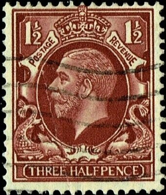 GB KING GEORGE V 1934, 1½d RED-BROWN, Mi 177X, SG 441, Used, ERROR