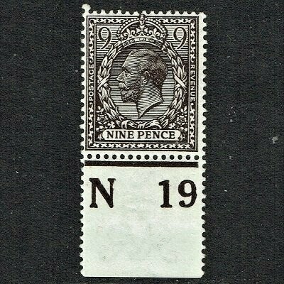 GB KING GEORGE V 1913, 9d AGATE with Control N19, Mi138X, SG392, MNH
