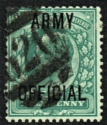 GB KING EDWARD VII 1902,  OVERPRINT ARMY OFFICIAL ½d BLUE-GREEN, MiD12, SGO48, USED