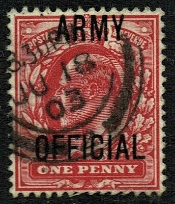 GB KING EDWARD VII 1902,  OVERPRINT ARMY OFFICIAL 1d SCARLET, MiD13, SGO49, FINE USED