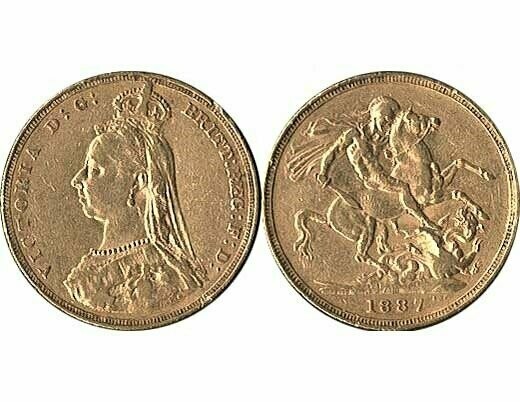 GB QUEEN VICTORIA 1887 FULL SOVEREIGN COIN