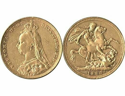 GB QUEEN VICTORIA 1888 FULL SOVEREIGN COIN