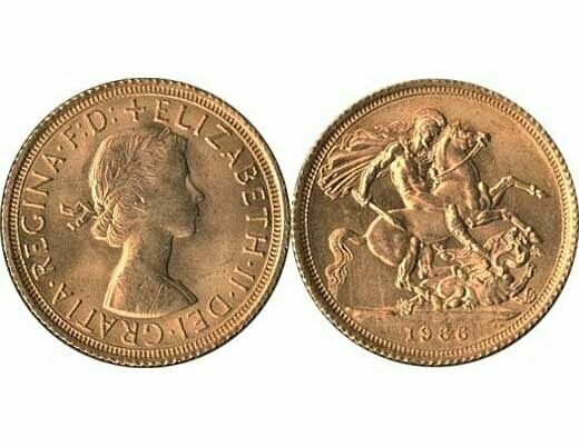 GB QUEEN ELIZABETH II 1966 FULL SOVEREIGN COIN