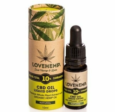 HEMP EXTRACT DROPS LOVEHEMP 10% CBD OIL LIQUID DROPS 10ml - 1000mg