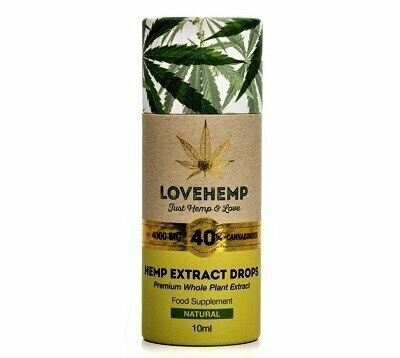 HEMP EXTRACT DROPS LOVEHEMP 40% CBD OIL LIQUID DROPS 10ml - 4000mg