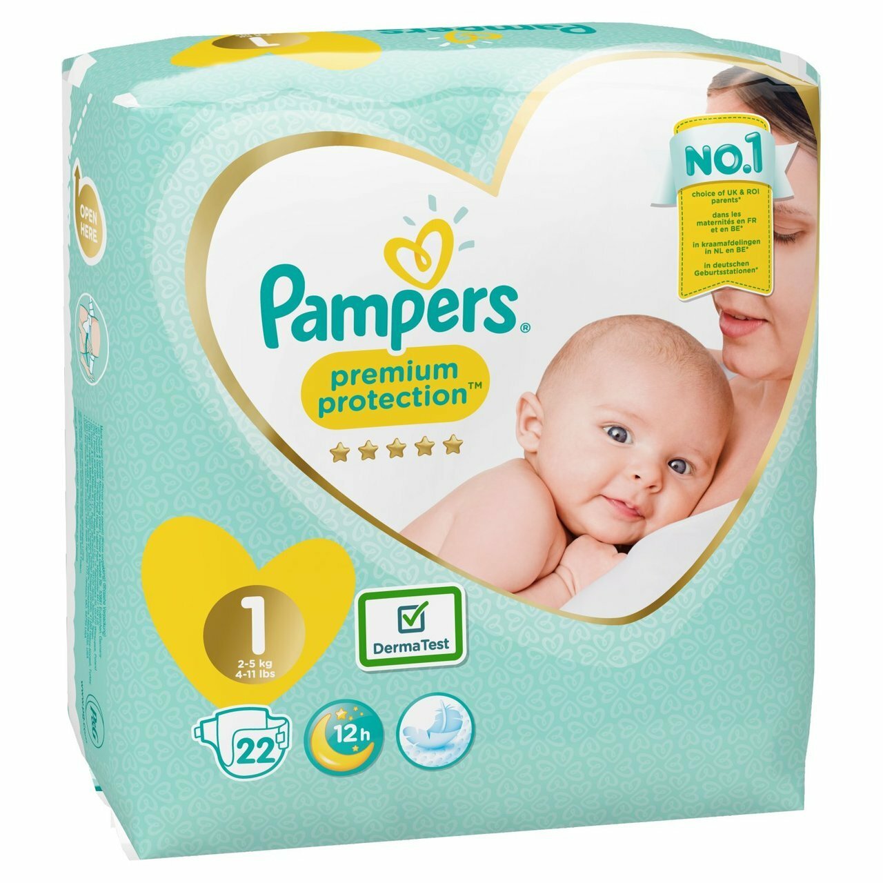 PAMPERS PREMIUM PROTECTION SENSITIVE SIZE1 x22/Pack, 2-5kg CARRY PACK