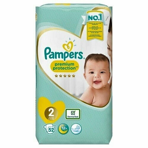 PAMPERS PREMIUM PROTECTION MINI SIZE 2 x52/Pack, 4-8kg