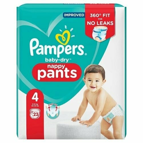 PAMPERS BABY DRY NAPPY PANTS SIZE 4 x23/Pack, 9-15kg CARRY PACK