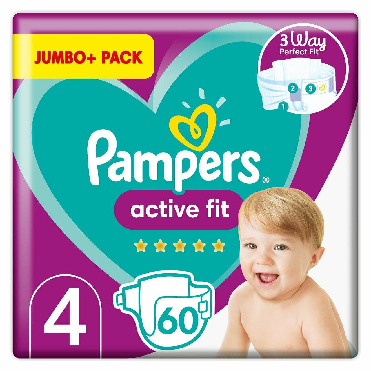PAMPERS ACTIVE FIT SIZE 4 x120/Pack, 9-14kg JUMBO+ PACK