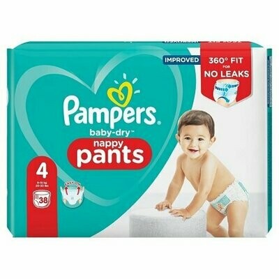 PAMPERS BABY-DRY NAPPY PANTS SIZE 4 x38/Pack, 9-15kg CARRY PACK