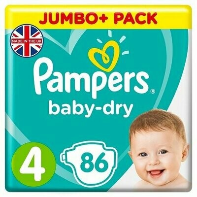 PAMPERS BABY DRY SIZE 4 x86/Pack, 9-14kg JUMBO+ PACK