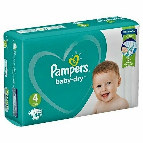 PAMPERS BABY DRY SIZE 4 x44/Pack, 9-14kg CARRY PACK
