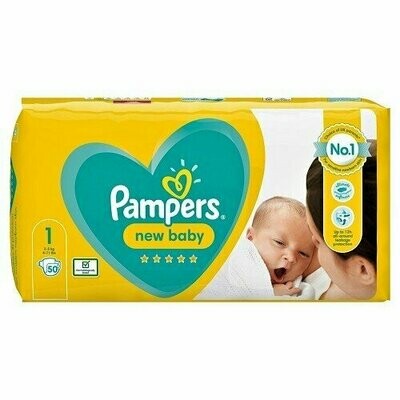PAMPERS NEW BABY SIZE 1 x50/Pack, 2-5kg CARRY PACK
