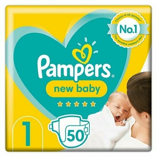 PAMPERS NEW BABY SIZE 1 x50/Pack, 2-5kg CARRY PACK