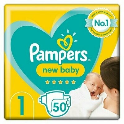 PAMPERS NEW BABY SIZE 1 x50/Pack, 2-5kg CARRY PACK