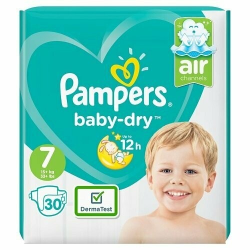 PAMPERS BABY DRY SIZE 7 x30/Pack, 15+kg CARRY PACK