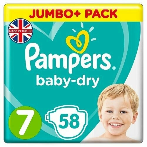 PAMPERS BABY DRY SIZE 7 x58/Pack, 15+kg JUMBO+ PACK