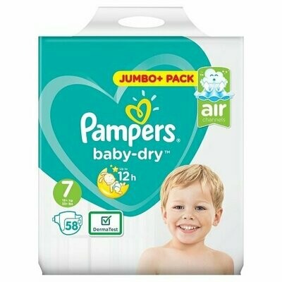 PAMPERS BABY DRY SIZE 7 x58/Pack, 15+kg JUMBO+ PACK