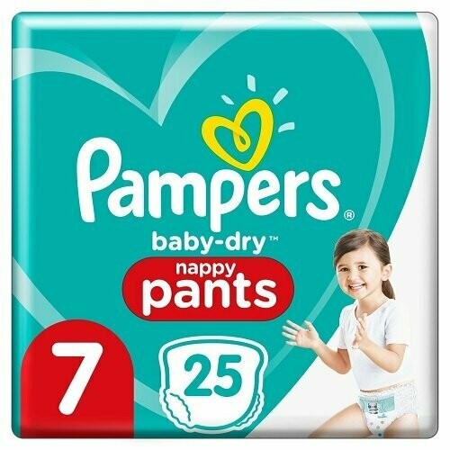 PAMPERS BABY DRY NAPPY PANTS SIZE 7 x25/Pack, 15+kg