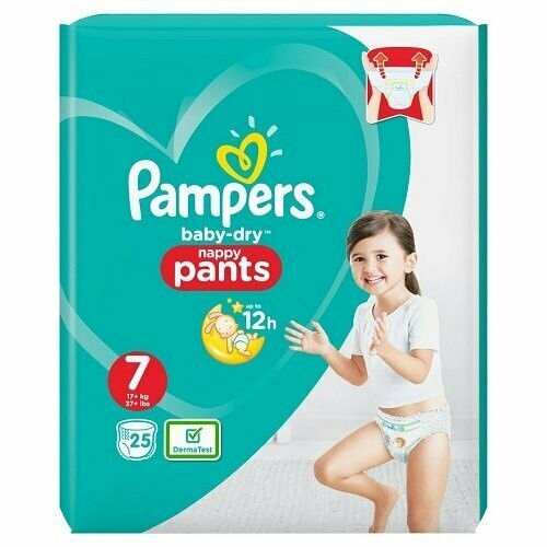 PAMPERS BABY DRY NAPPY PANTS SIZE 7 x25/Pack, 15+kg