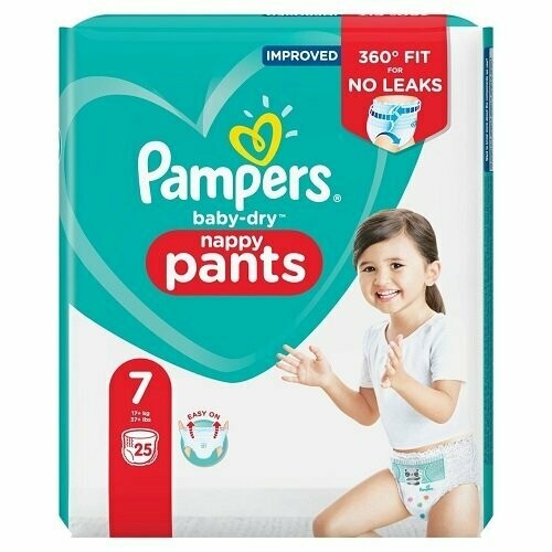 PAMPERS BABY DRY NAPPY PANTS SIZE 7 x25/Pack, 15+kg