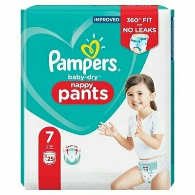 PAMPERS BABY DRY NAPPY PANTS SIZE 7 x25/Pack, 15+kg