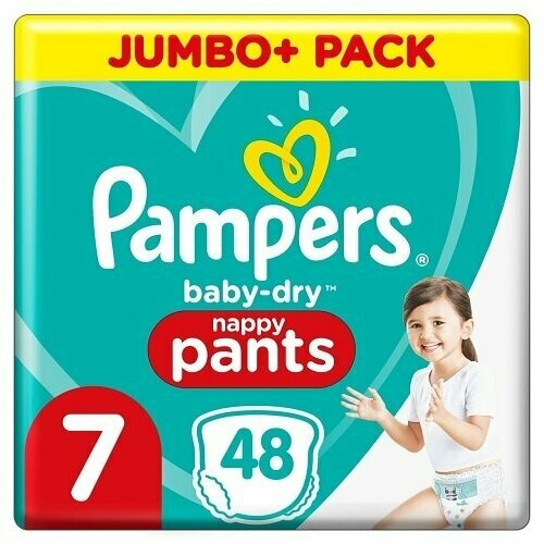 PAMPERS BABY DRY NAPPY PANTS SIZE 7 x48/Pack, 15+kg