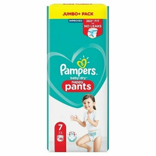 PAMPERS BABY DRY NAPPY PANTS SIZE 7 x48/Pack, 15+kg