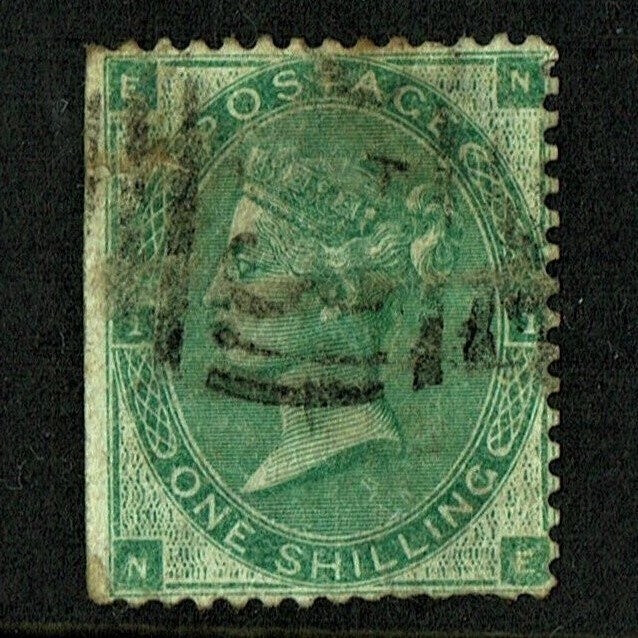 GB QUEEN VICTORIA 1867, £122.50, 1/- DEEP GREEN/GREEN, Pl.4, SG115 Used