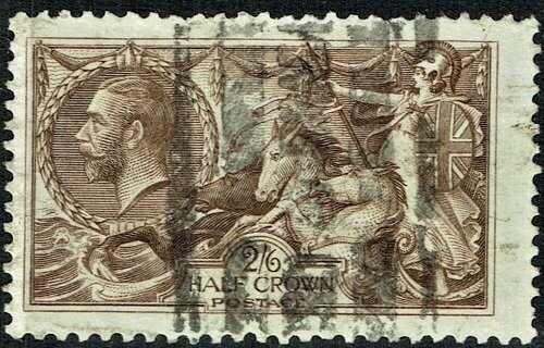 GB KING GEORGE V 1913-34, SEAHORSE 2'6s SEPIA-BROWN SG399, Type A, USED