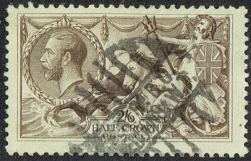 GB KING GEORGE V 1913-34, SEAHORSE 2'6s PALE BROWN SG415a, Type A