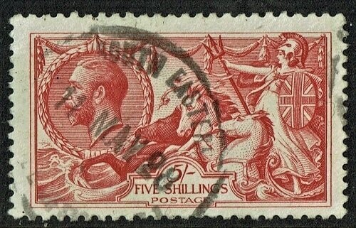 GB KING GEORGE V 1919, SEAHORSE 5s ROSE RED, SG416,        Mi.142IIIc, Used/Fine Used