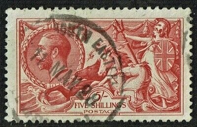 GB KING GEORGE V 1919, SEAHORSE 5s ROSE RED, SG416,        Mi.142IIIc, Used/Fine Used
