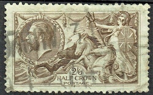 GB KING GEORGE V 1913-34, ERRORS, SEAHORSE 2'6s OLIVE-BROWN SG413a,Type A, Used