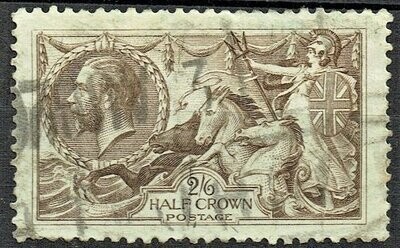 GB KING GEORGE V 1913-34, ERRORS, SEAHORSE 2&#39;6s OLIVE-BROWN SG413a,Type A, Used