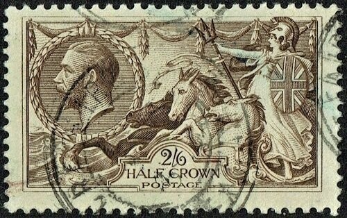 GB KING GEORGE V 1913-34, ERRORS, SEAHORSE 2'6s SEPIA BROWN SG400, Type A, USED
