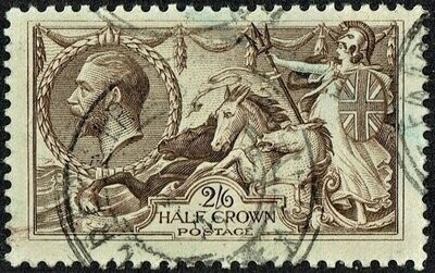 GB KING GEORGE V 1913-34, ERRORS, SEAHORSE 2'6s SEPIA BROWN SG400, Type A, USED
