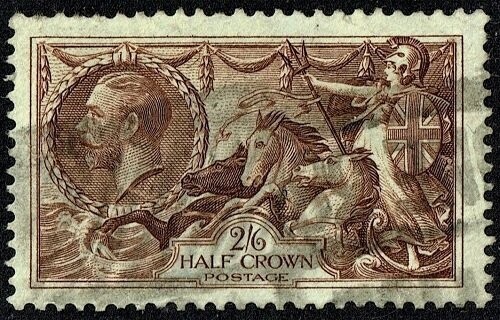 GB KING GEORGE V 1913-34, ERRORS, SEAHORSE 2'6s DEEP REDDISH-BROWN SG400, Type B, USED